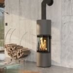 Kaminofen CERA Design Prego (6 kW) - Front-Verglasung (Schwenktür) - raumluftunabhängig, Champagner, Glaskeramik NightFlame, Thermotte Weiß – Bild 2