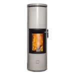 Kaminofen CERA Design Solitherm mit Thermotte, raumluftunabhängig (6 kW) - raumluftabhängig, Thermotteverkleidung Natur, Anschluss hinten