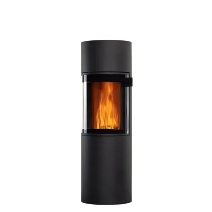Kaminofen CERA Design Prego X (6 kW) - Front-Verglasung (Schwenktür) - raumluftabhängig, Schwarz, Glaskeramik, Thermotte Schwarz