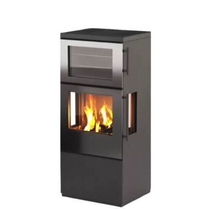 CERA Design BAKER ONE Kaminofen mit Backfach (7 kW) - Front- und Seiten-Verglasung (Schwenktür) - geschlossen, Einscheibensicherheitsglas, ohne