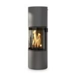 Kaminofen CERA Design Prego (6 kW) - Front-Verglasung (Schwenktür) - raumluftunabhängig, Champagner, Glaskeramik NightFlame, Thermotte Weiß