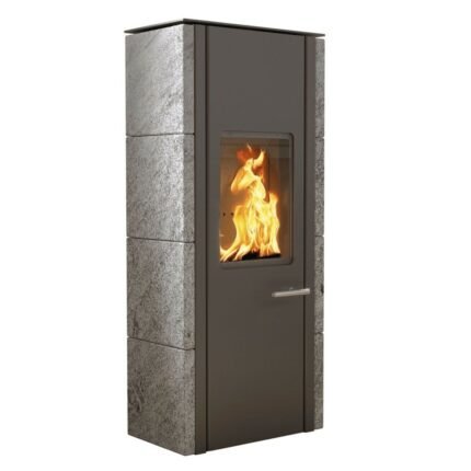 Kaminofen Koppe Fara Stein (7 kW) - Verkleidung Speckstein; Korpus Gussgrau