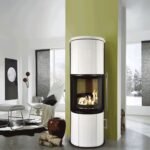 Kaminofen Koppe Nexus Aqua, wasserführend (11,2, 8 kW) - 8 kW, Korpus Schwarz, Keramikverkleidung Weiß - glänzend
