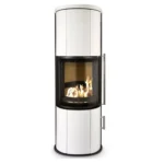 Kaminofen Koppe Nexus Aqua, wasserführend (11,2, 8 kW) - 8 kW, Korpus Schwarz, Keramikverkleidung Weiß - glänzend