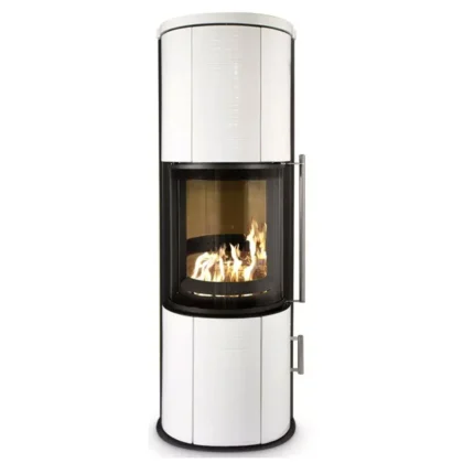 Kaminofen Koppe Nexus Aqua, wasserführend (11,2, 8 kW) - 8 kW, Korpus Schwarz, Keramikverkleidung Weiß - glänzend