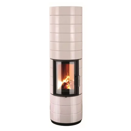 Guss-Kaminofen Leda Colona Lite mit 6 Ringen(6 kW) - Rauchrohrabgang hinten, mit LEDATRONIC, Gussverkleidung, Weiß