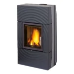 Wasserführender Guss-Kaminofen Leda Fondia (13 kW) - Schwarz lackiert