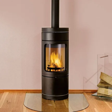Guss-Kaminofen LEDA NOVIA (6 kW) - kantige Guss-Deckplatte, NOVIA CL; Schwarz; Hochversion; glatte Frontflächen inkl. LT3