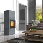 Kaminofen Lotus QM40 (6 kW) - Classic Edelstahl, Speckstein Indian Night