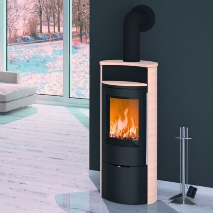 Kaminofen Olsberg Caldera II Compact, raumluftunabhängig (6 kW) - Natursteinverkleidung Big Stone Speckstein, Schwarz