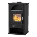 Kaminofen Rika ALPHA lI (7 kW) - Stahl Schwarz, Anschluss hinten