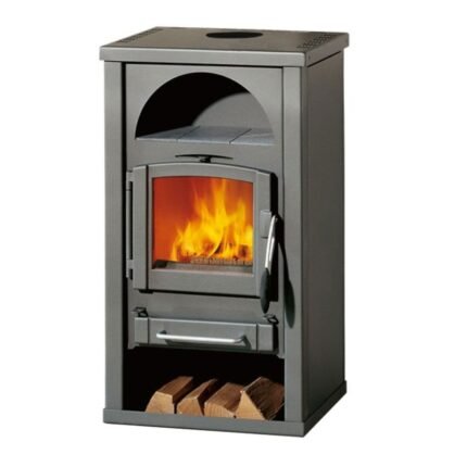 Kaminofen Rika ALPHA lI (7 kW) - Stahl Schwarz, Anschluss hinten