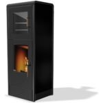 Kaminofen Rika BACK (8 kW) - Dekorglas Schwarz, Anschluss oben