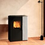 Rika Kombiofen Pellet und Scheitholz INDUO III (10 kW) - Stein Weiß, hinten