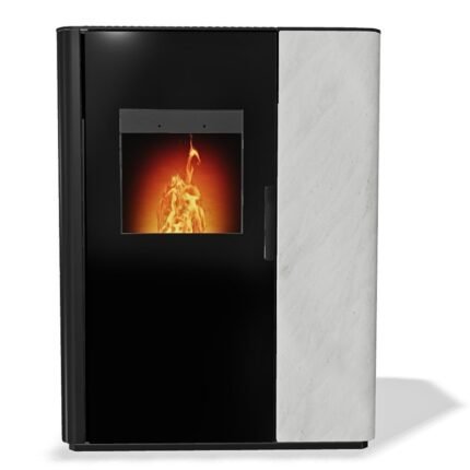 Rika Kombiofen Pellet und Scheitholz INDUO III (10 kW) - Stein Weiß, hinten