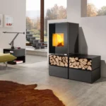 Kaminofen wodtke Hot Box 2000, raumluftunabhängig (7 kW) - Korpus black, Kaminofen mit Konsole Flo