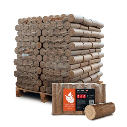 Holzbriketts Nestro XL Red – rund ohne Loch (Palette 960 kg)