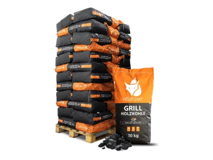 Heizfuxx Grillholzkohle in Gastro-Qualität 10kg x 36 Sack 360kg Palette